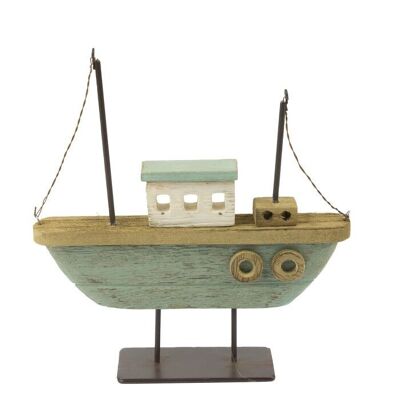 Barca rustica a due alberi, verde, 21 cm
