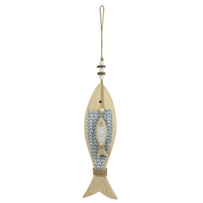 Pesce sospeso in legno grigio, 30 cm