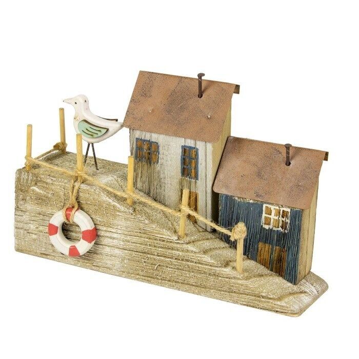 Lato del porto in legno con gabbiano, 23 cm