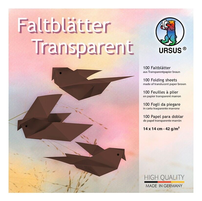 Faltblätter "Transparentpapier", 14 x 14 cm, braun