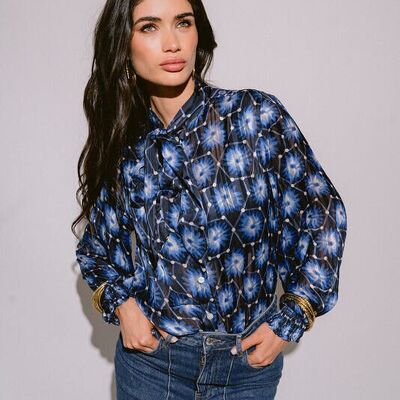 DALIA BLUE BLOUSE WITH BOW