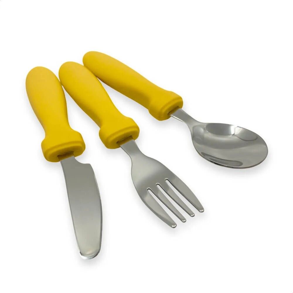 Cubiertos infantiles de silicona de 3 piezas.