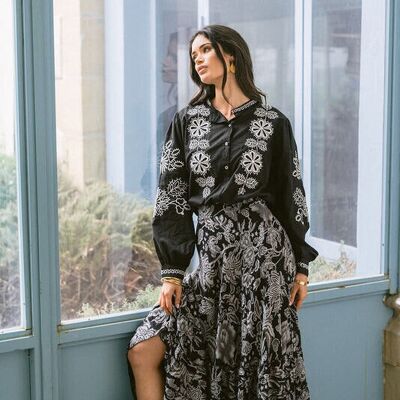 VERONA BLACK & WHITE LONG SKIRT