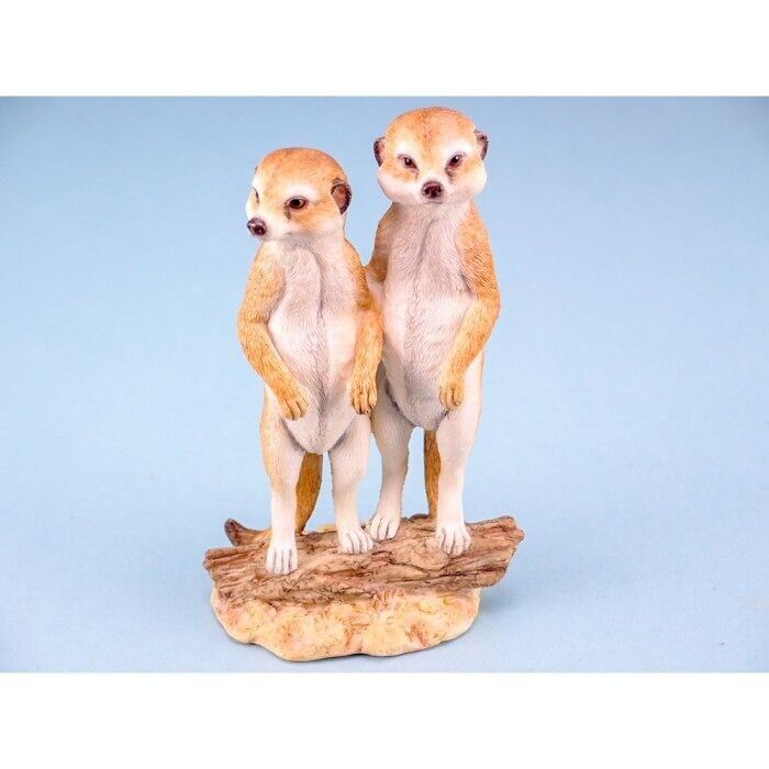 Coppia di suricati in piedi, 16 cm