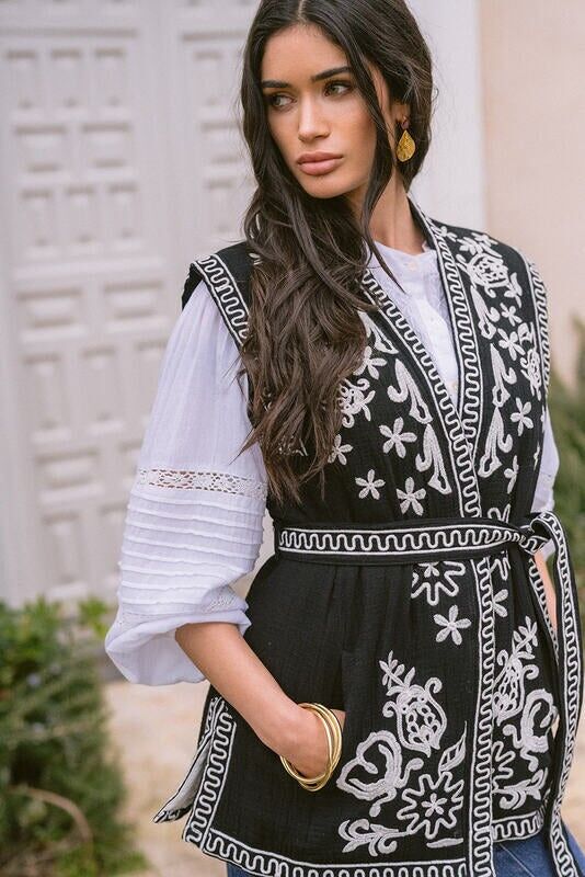 VERONA BLACK & WHITE CHALECO VELVET