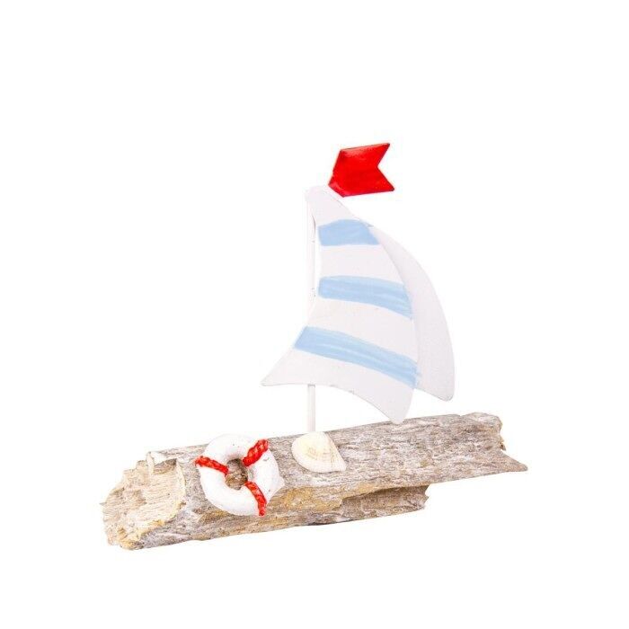 Vele gemelle su legno galleggiante, 13 cm