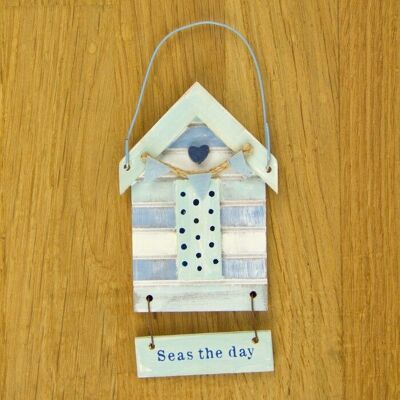 Decorazione da appendere a forma di capanna da spiaggia "Seas the Day", 12 cm