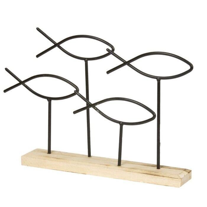 Banc de poissons en fil de fer, 29 cm