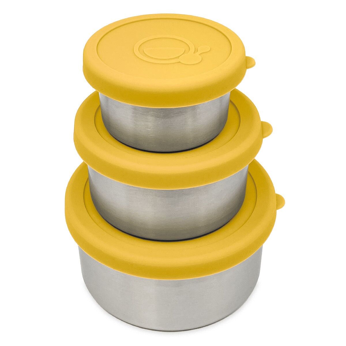 Juego de 3 cuencos de acero inoxidable para frutas y aperitivos.