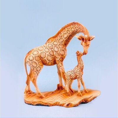 Paire de girafes effet bois sculpté