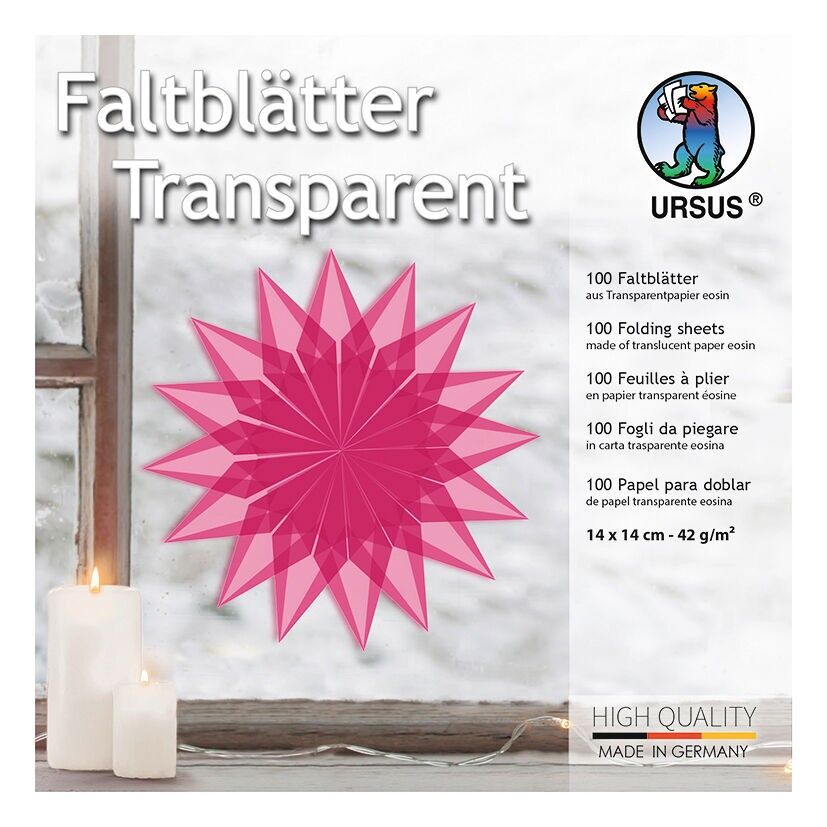 Faltblätter "Transparentpapier", 14 x 14 cm, eosin