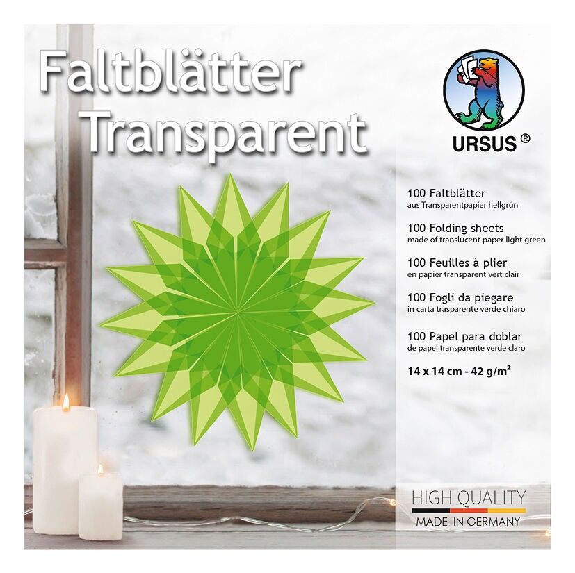 Faltblätter "Transparentpapier", 14 x 14 cm, hellgrün