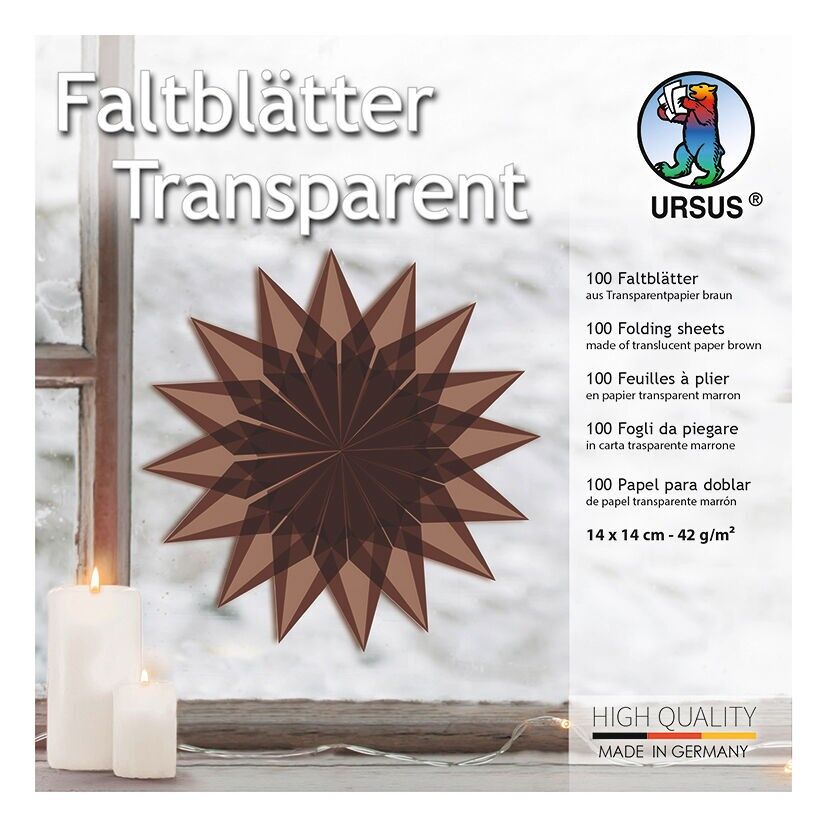 Faltblätter "Transparentpapier", 14 x 14 cm, braun