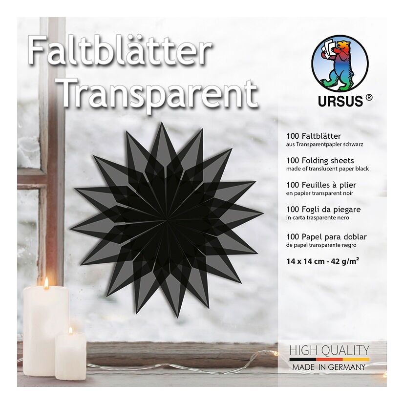 Faltblätter "Transparentpapier", 14 x 14 cm, schwarz