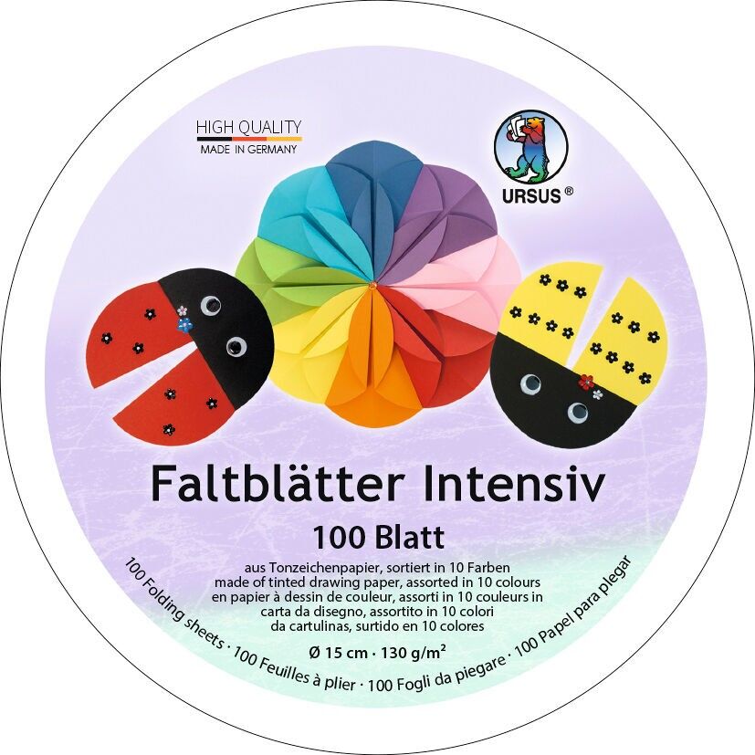 Tonzeichenpapier-Faltblätter "Intensiv", Ø 15 cm