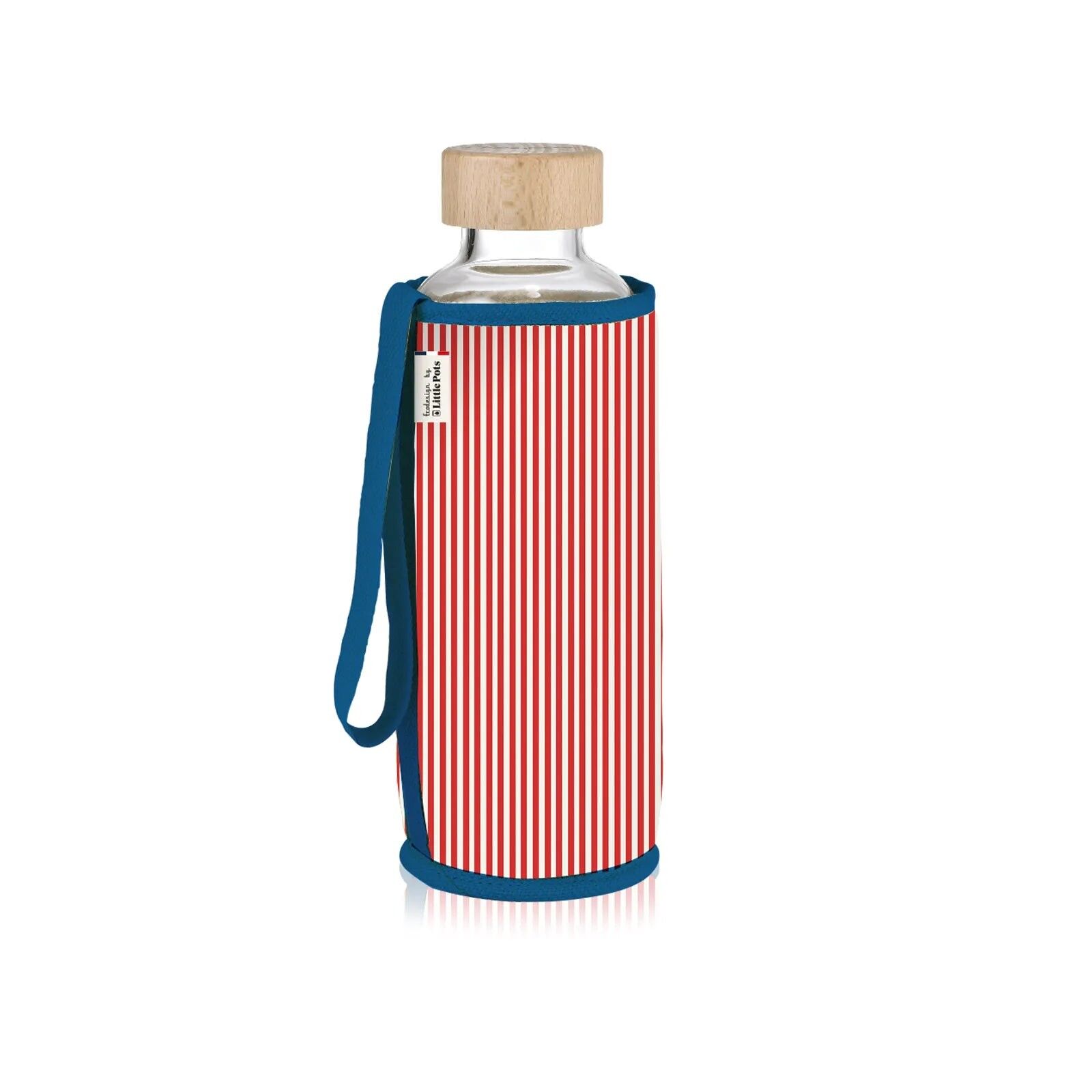 Gourde en verre et housse protectrice Chopette x La Charentaise Fines Rayures Rouges