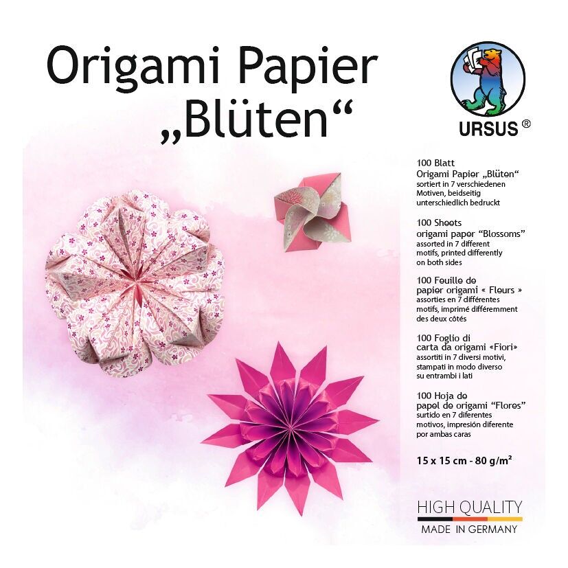Origami Papier "Blüten", 15 x 15 cm, rosa/orange