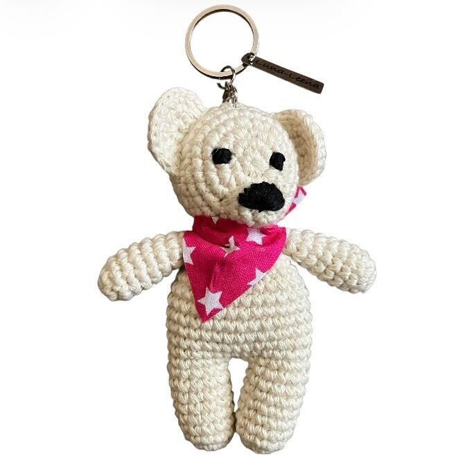 Bijou de sac ours durable blanc cassé - coton biologique - crocheté à la main au Népal