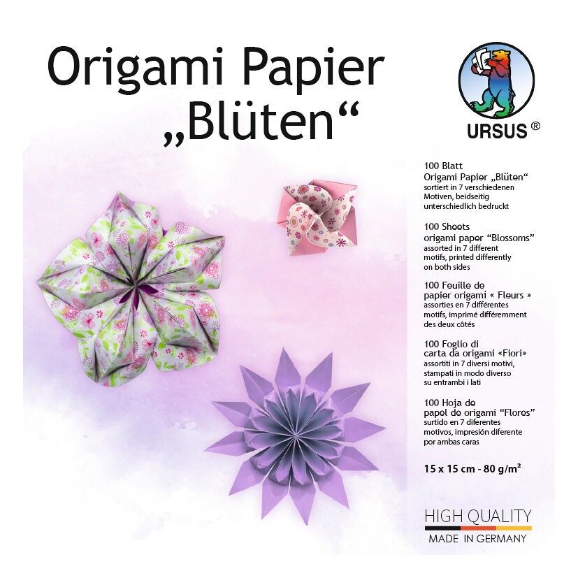 Origami Papier "Blüten", 15 x 15 cm, lila/rosa
