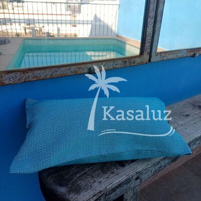 Cuscino da spiaggia blu pavone boemo