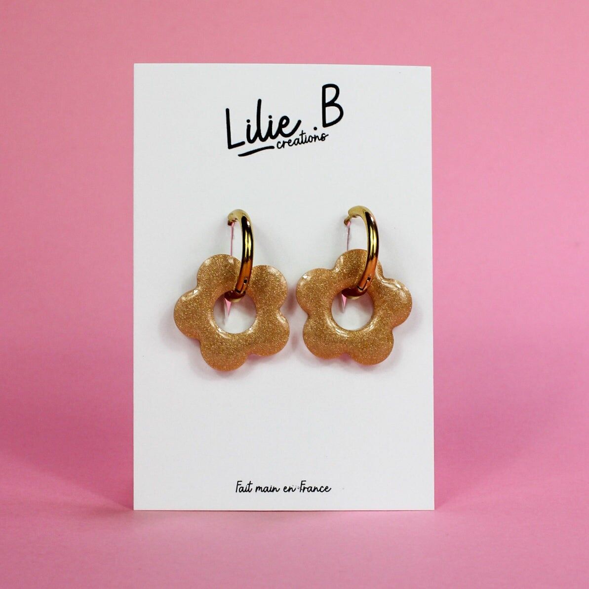 Boucles d'oreille  Pampilles Fleurs Noisette