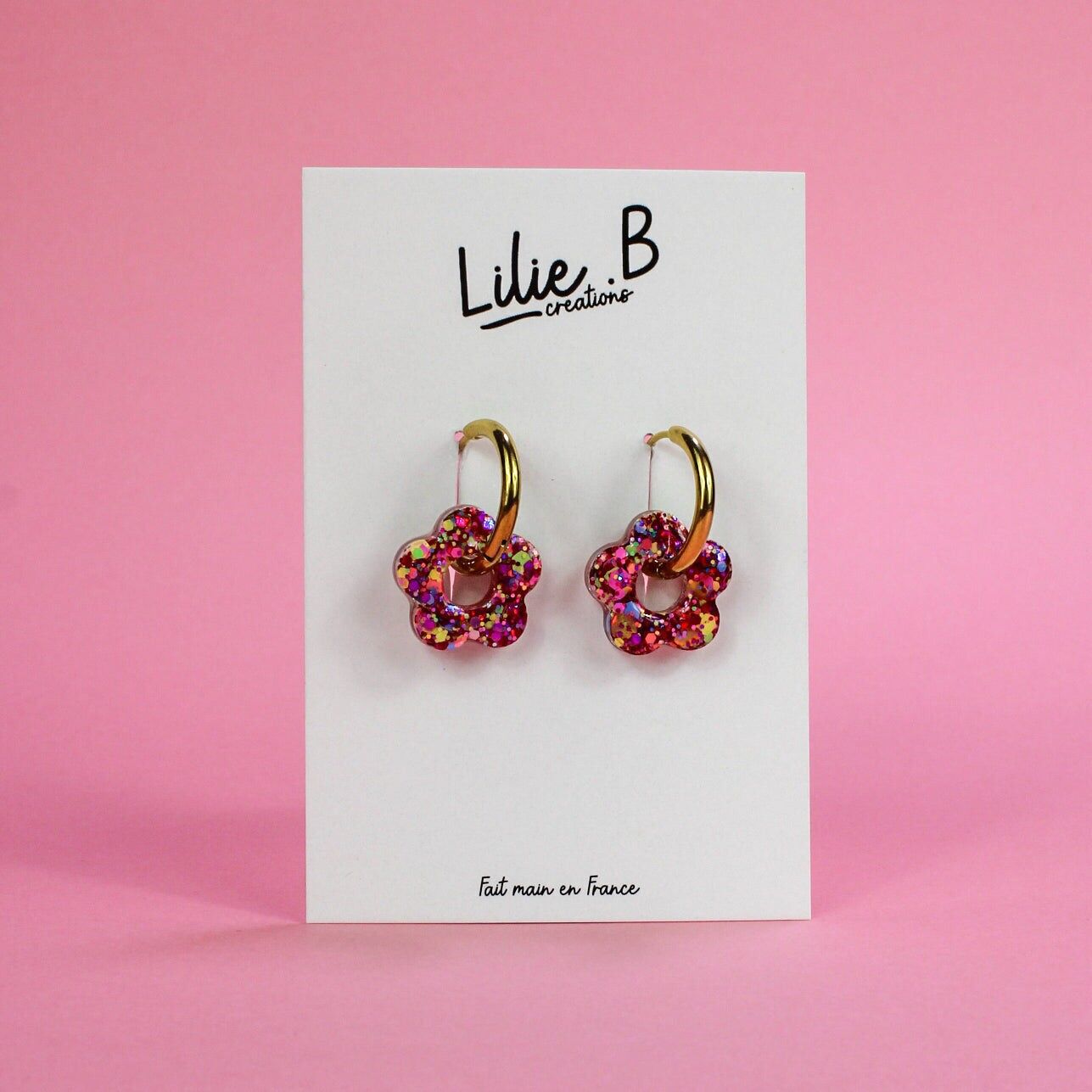 Boucles d'oreille Pampilles fleurs mini Pailletten-Festival