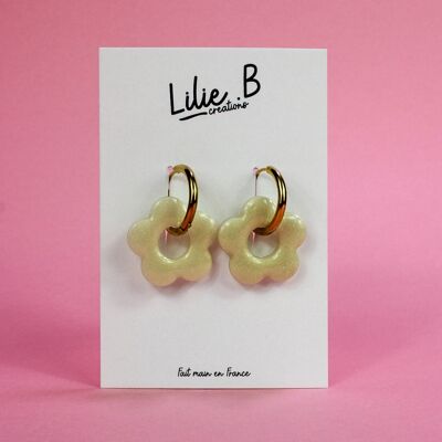 Boucles d'oreille Pampilles Fleurs crema