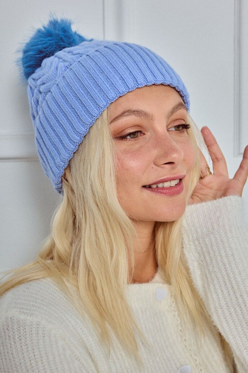 Cappello in maglia di lana con pompon MJ204SD