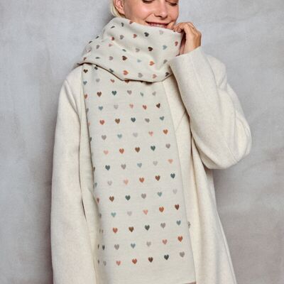 Sciarpa reversibile in lana con motivo a cuore FL209DF