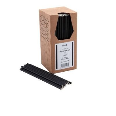Pajitas de papel 20cm - Negras - 250 pajitas