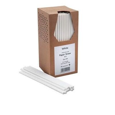 Pajitas de papel 20cm - Blancas - 250 pajitas