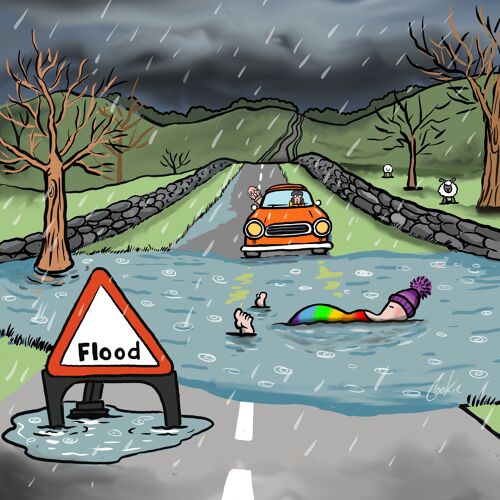 Flocker | The Floods | Kimmer Blank Greetings Cards (147x147mm)