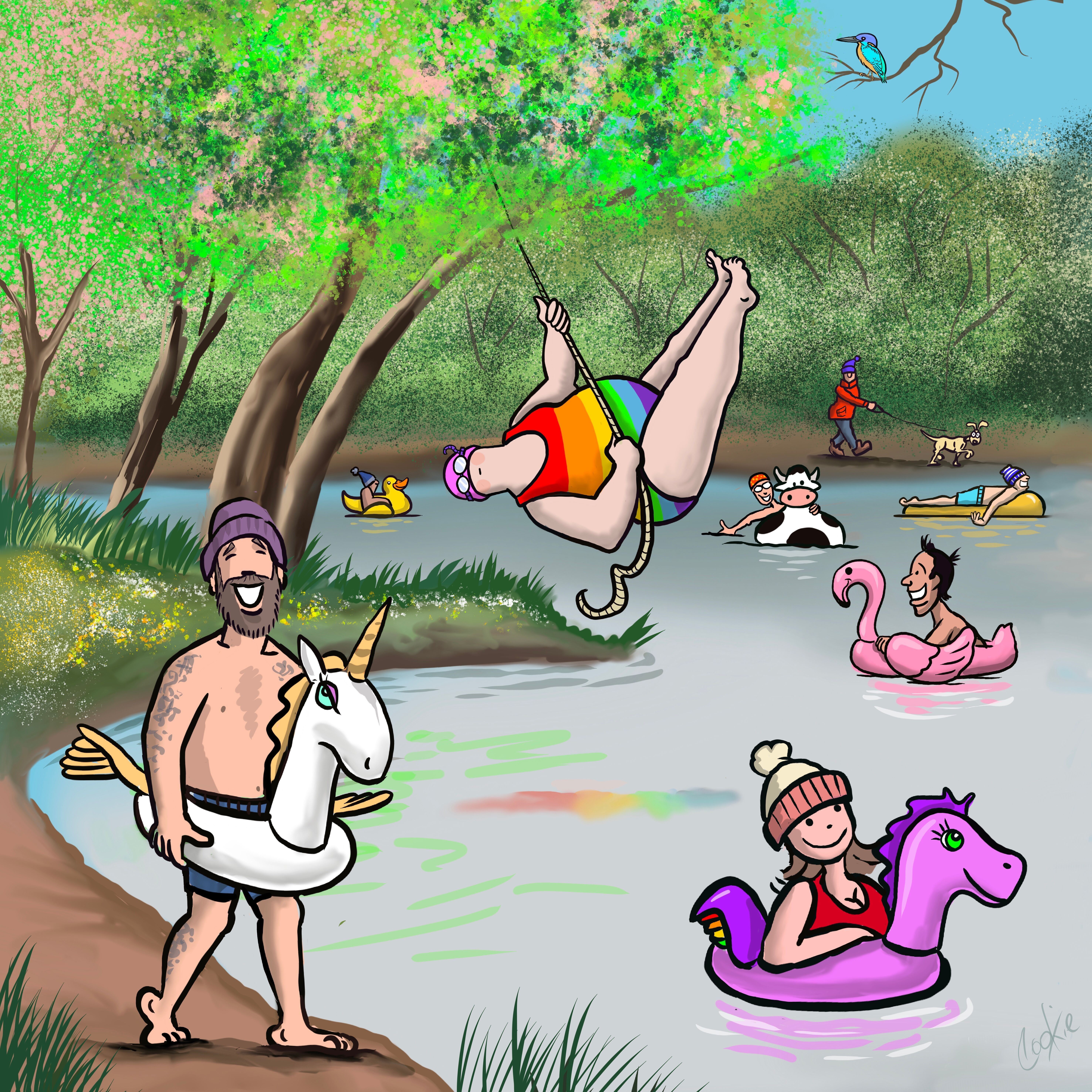 Flocker | Sensible Swim | Biglietti d'auguri vuoti Kimmer (147x147 mm)