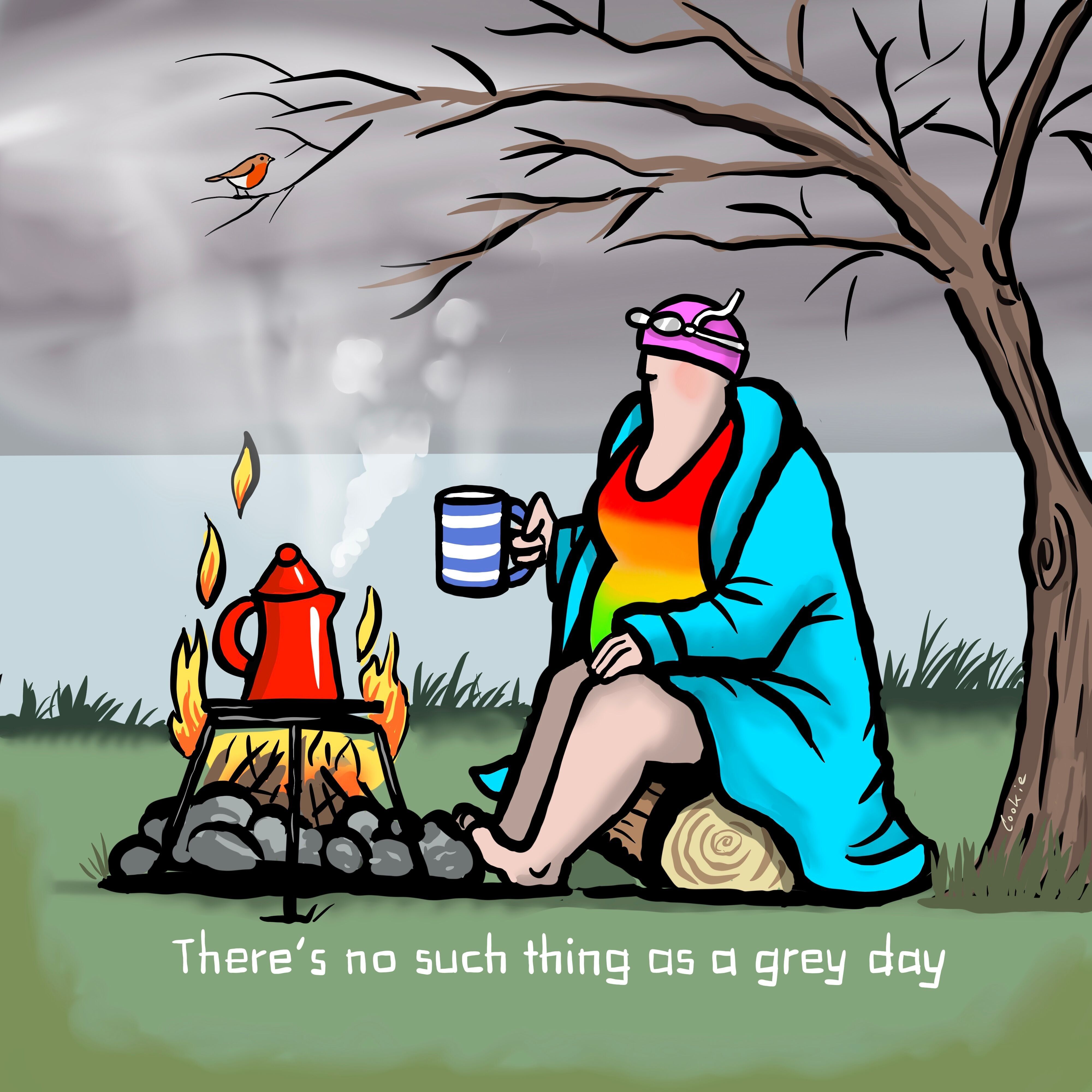 Flocker | Mai un giorno grigio | Biglietti di auguri Kimmer Blank