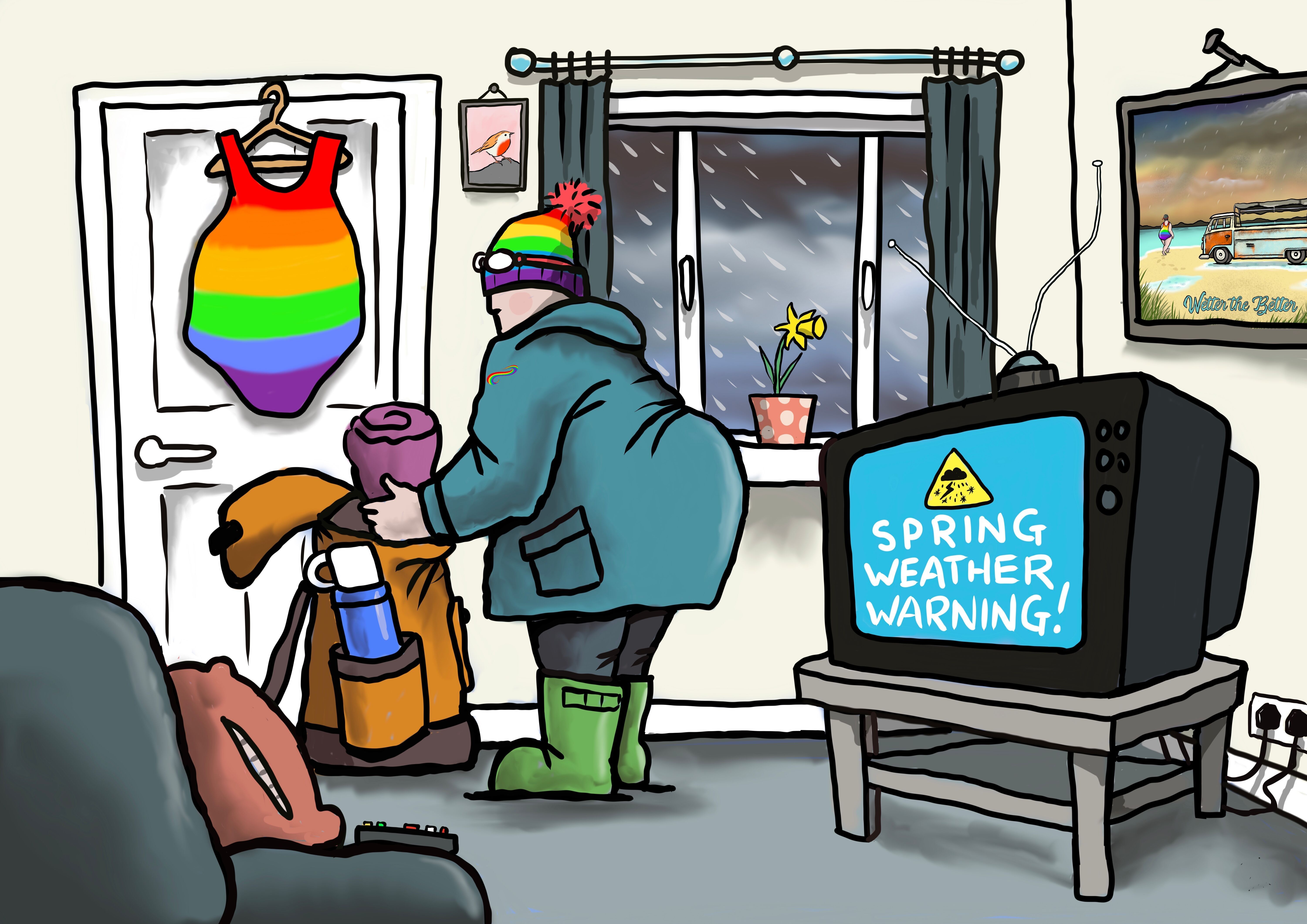 Flocker | Avviso meteo primaverile | Biglietti d'auguri Kimmer Blank