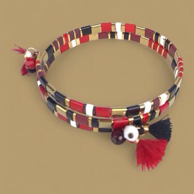 Brazalete hecho a mano con tilas de hematite RUBY