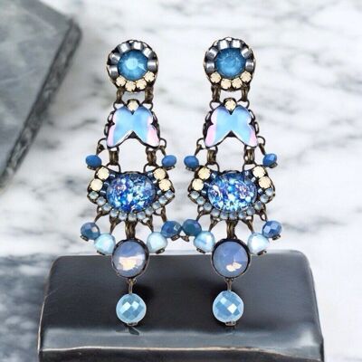 Blue Butterfly Crystal Earrings
