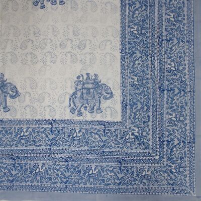 Mantel rectangular con estampado de bloques - Estampado de elefantes y cachemira