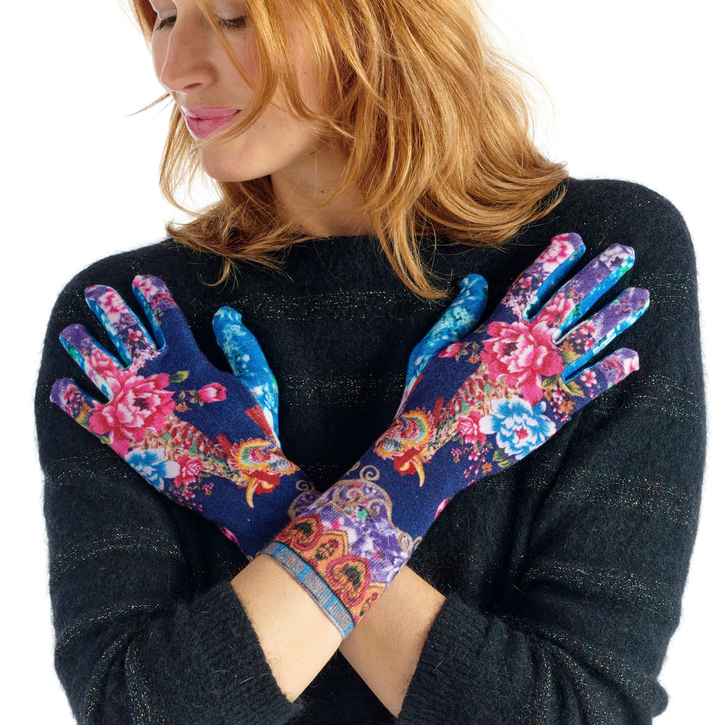 Guantes con estampado de bambú chino