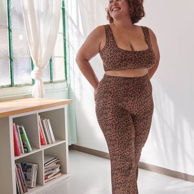 Pantaloni svasati in cotone biologico - Leopardo marrone