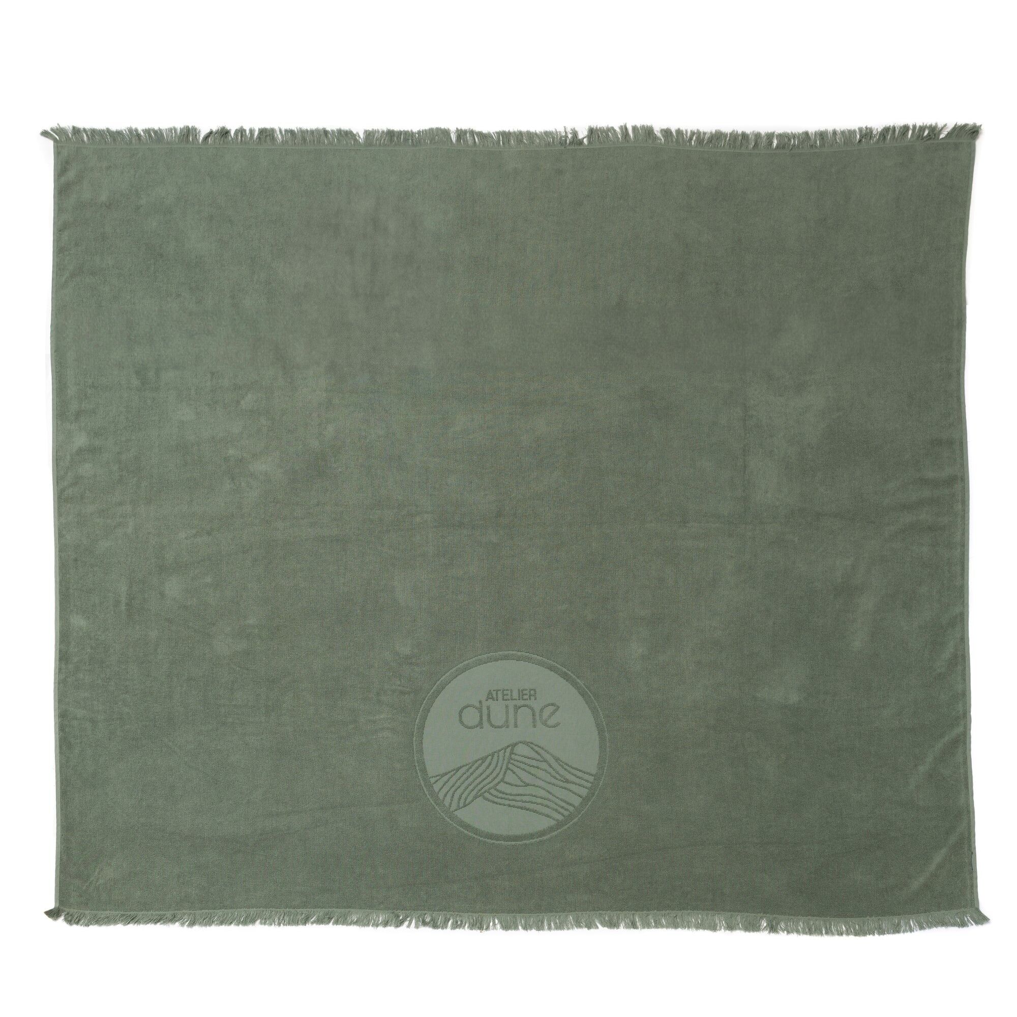 Tovagliolo di spiaggia fouta e bouclette - Family - Kaki Sauge 200 x 170