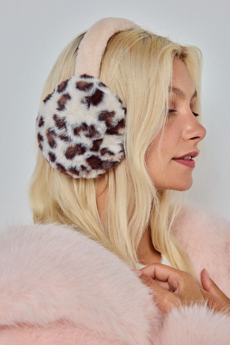 CC09 Paraorecchie in pelliccia sintetica leopardata