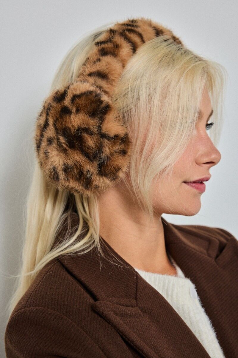 CC10 Paraorecchie in pelliccia sintetica leopardata