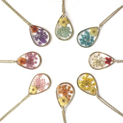 Collar de resina con flores secas de colores - 152452