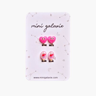 Children's clip-on earrings - hearts and ice cream 💗🍦