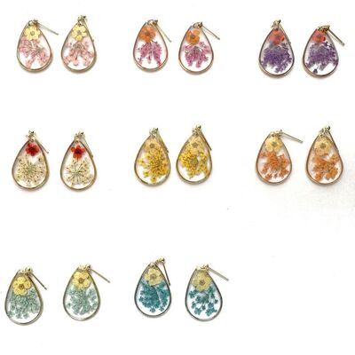 Pendientes colgantes de flores secas - 252452