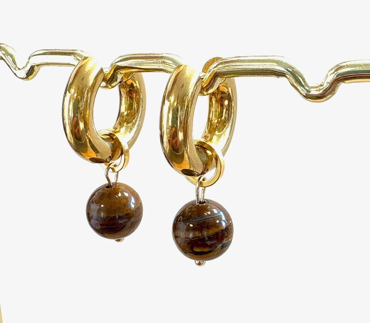 Earrings gold tigereye