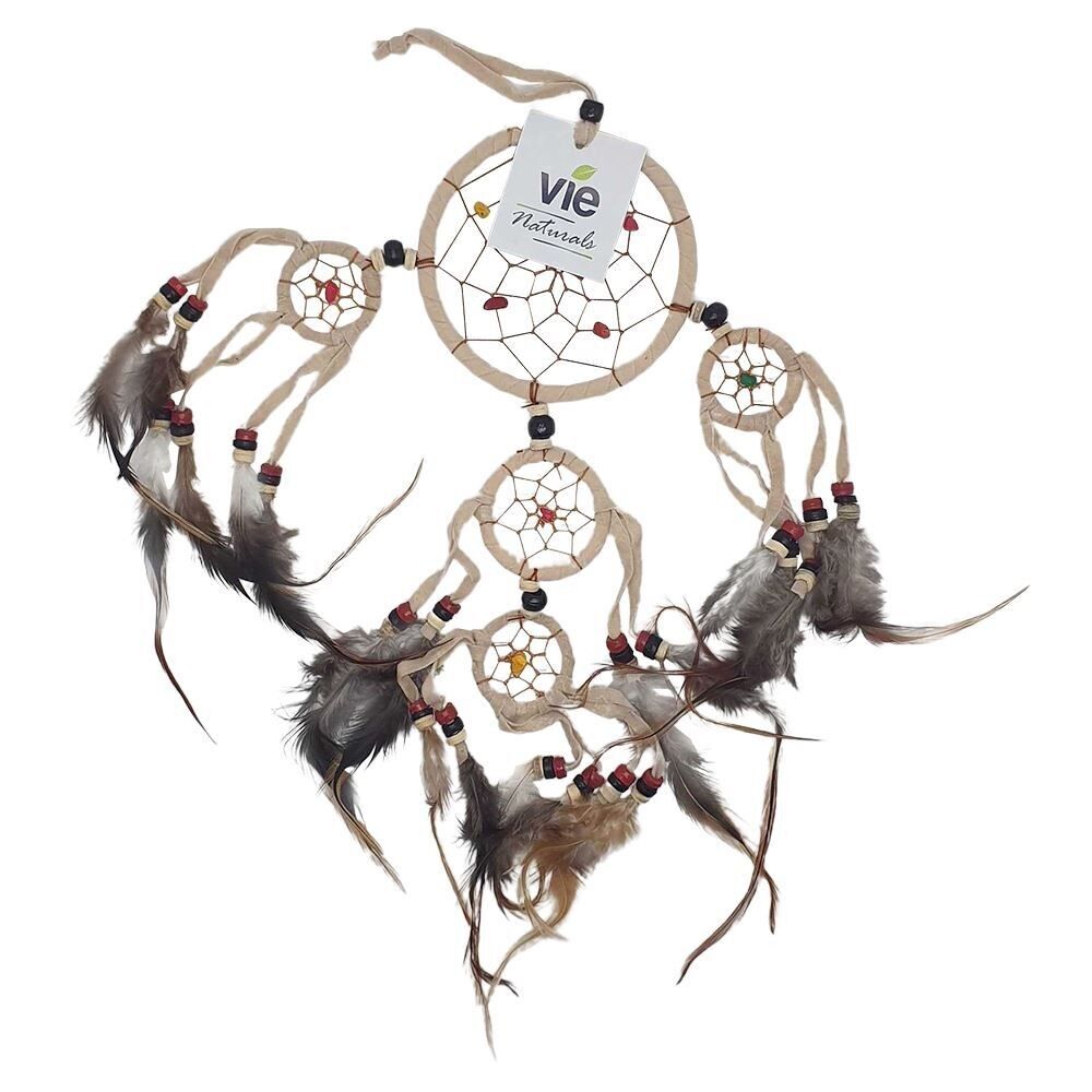 Attrape-rêves, anneau de 9 cm avec 4 anneaux plus petits, naturel