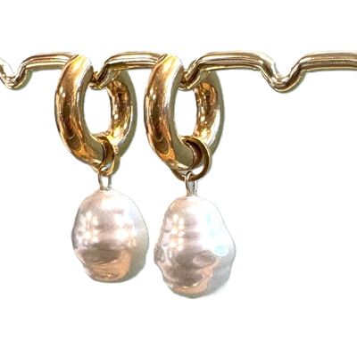 Pendientes de perla barroca de oro