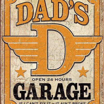 Letrero metálico de Dad's Garage